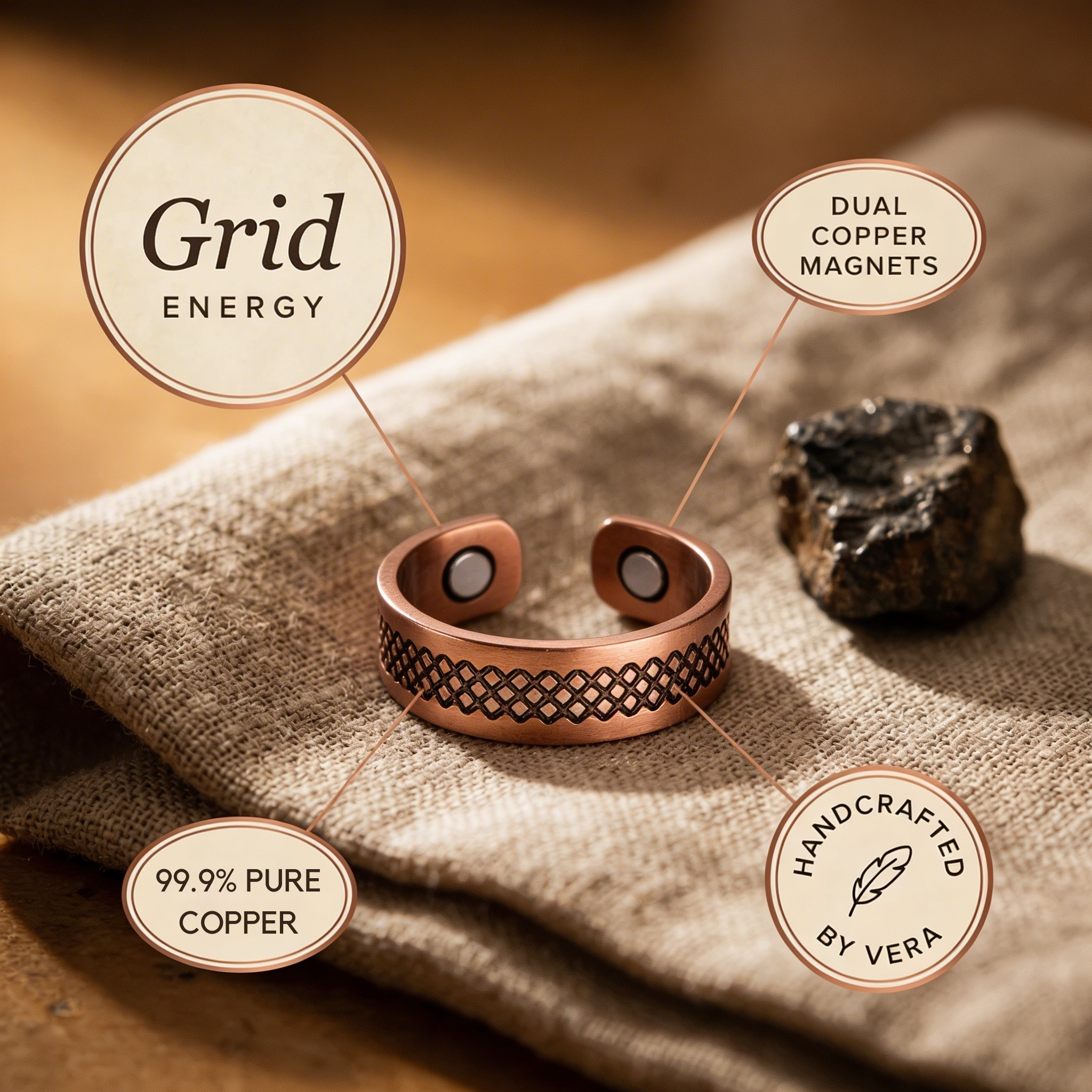 Smith's Grid Copper Ring