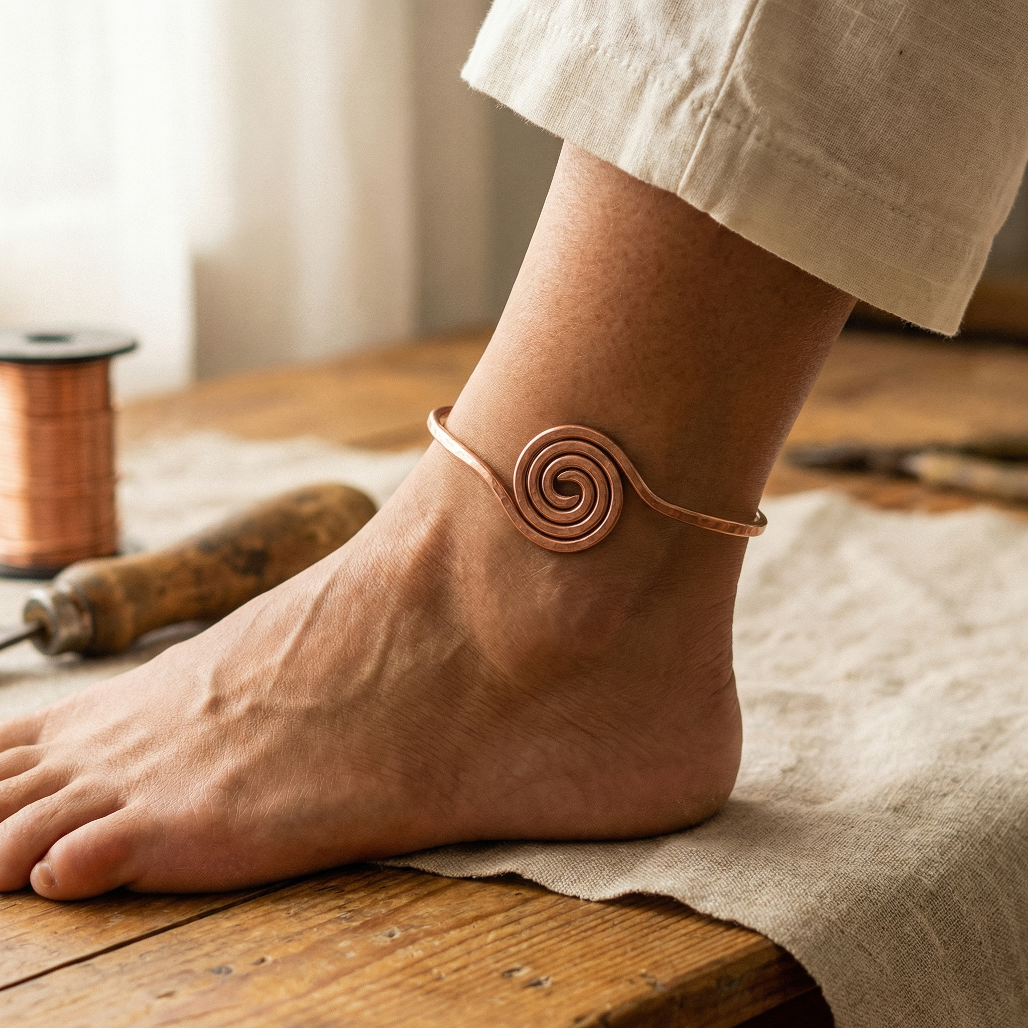 Smith's Coil Copper Anklet