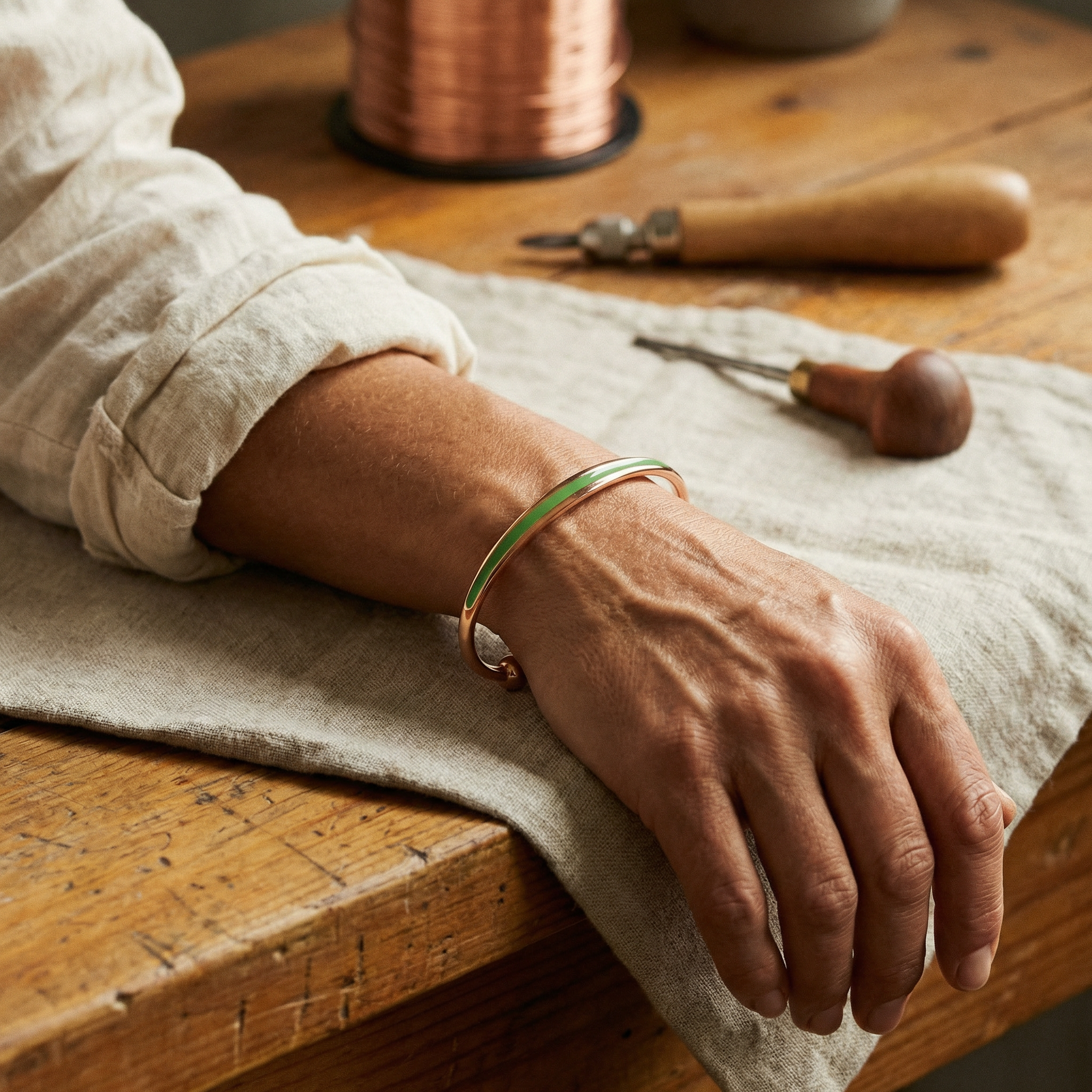 Smith's Jade Copper Bracelet