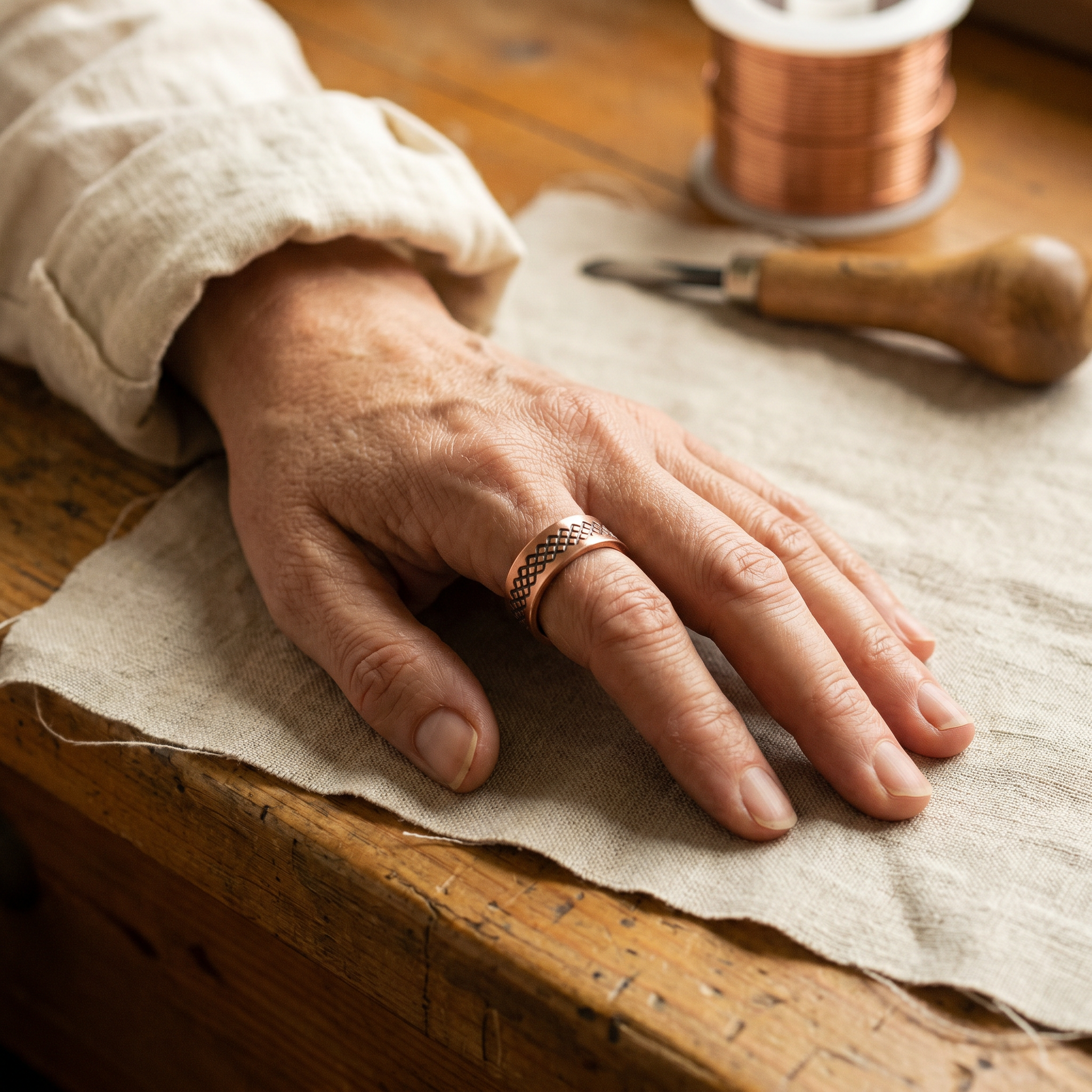 Smith's Grid Copper Ring